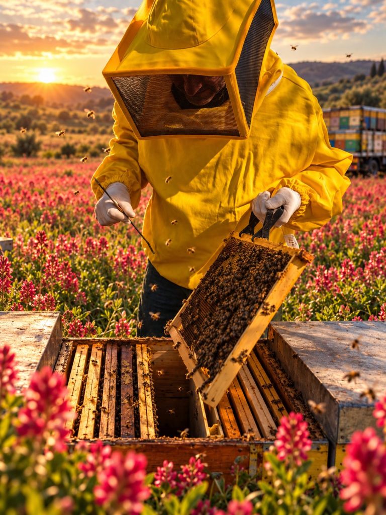 Checking the frames inside the hive