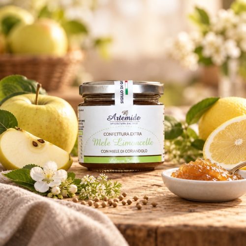 Vasetto di Confettura extra di Mele Limoncelle con miele di Coriandolo Artemide