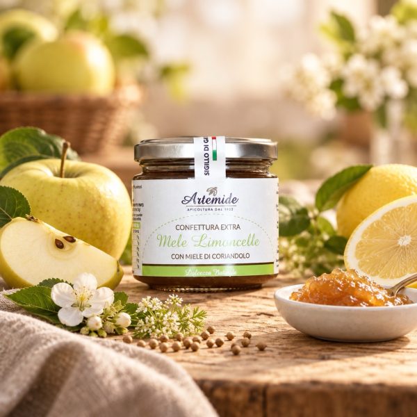 Vasetto di Confettura extra di Mele Limoncelle con miele di Coriandolo Artemide