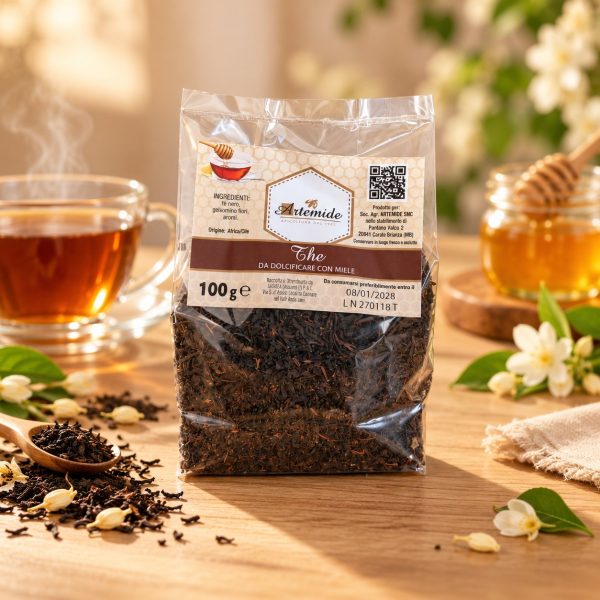 Bag of Artemide black tea with jasmine, to sweeten with honey
